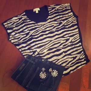 Michael Kors Zebra Sequin Glitter Top!